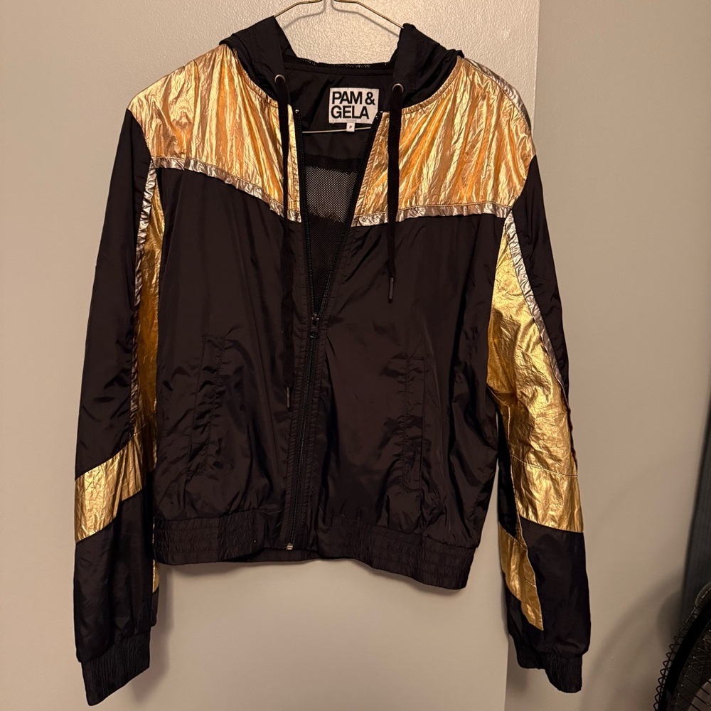 Pam & Gela Metallic Gold Jacket with Black Details
